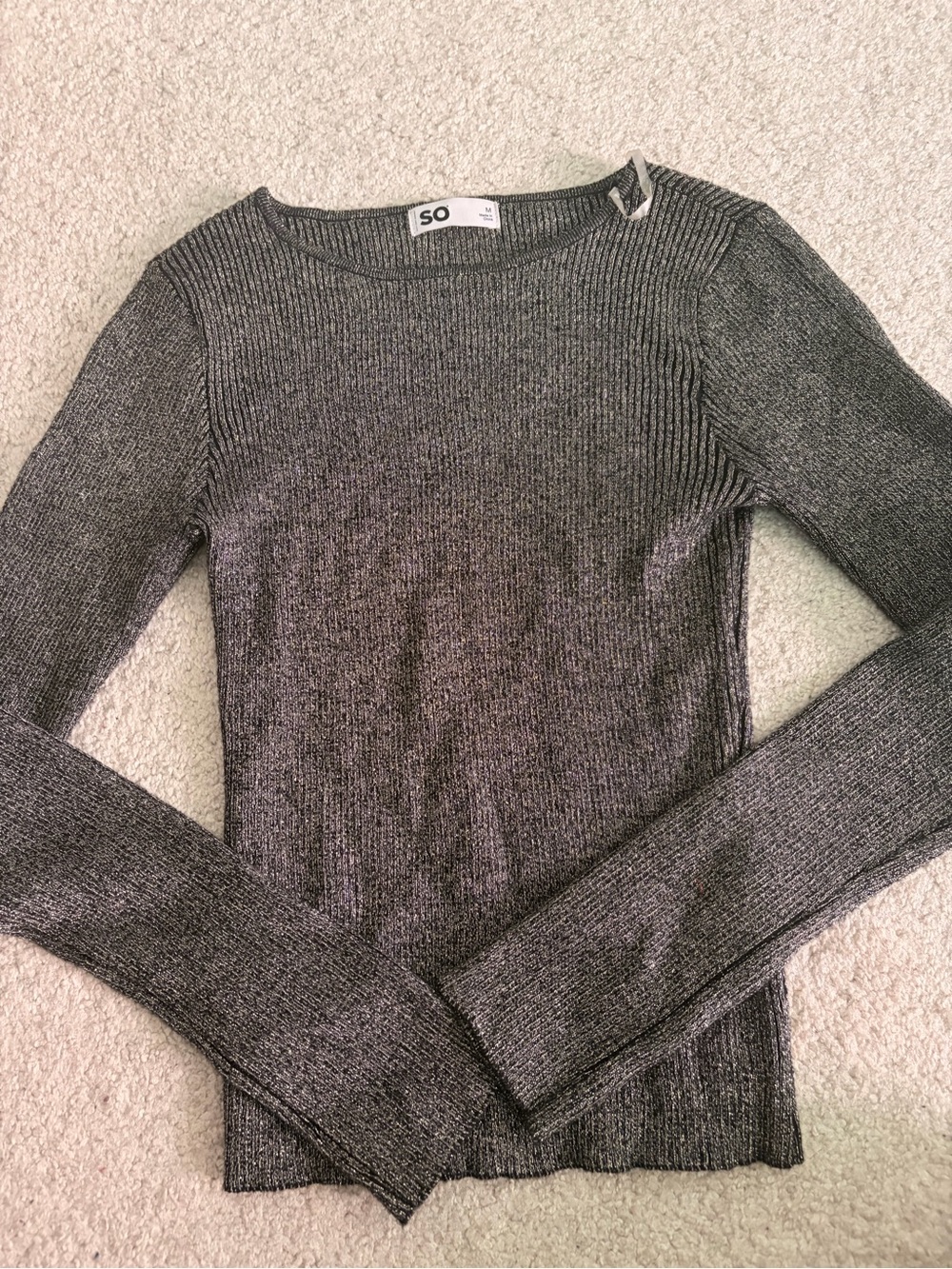 SO Women's Ribbed Sparkly Shirt (size: m)